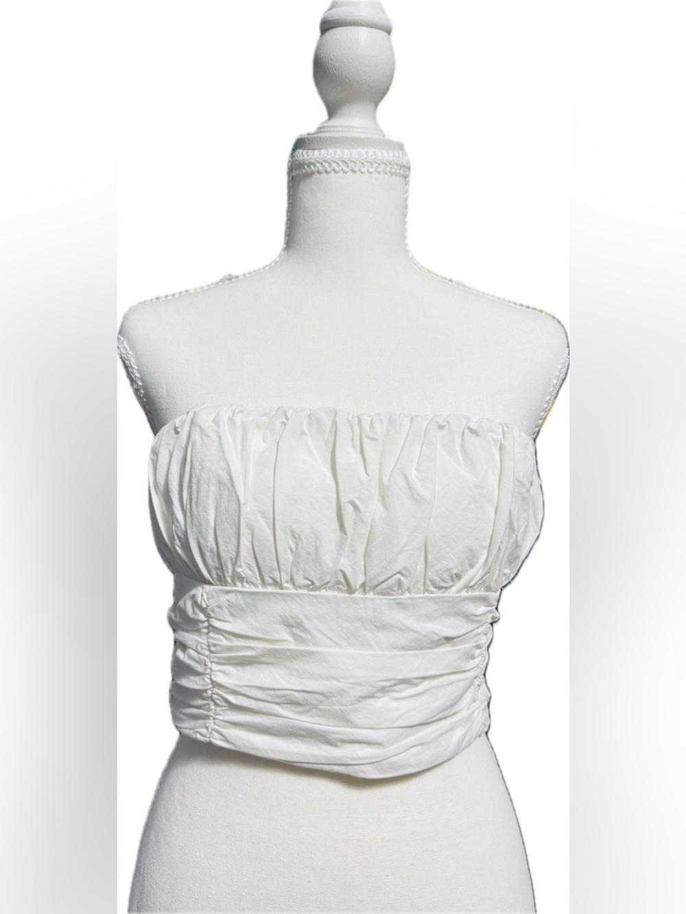 ZARA Poplin White Strapless Top